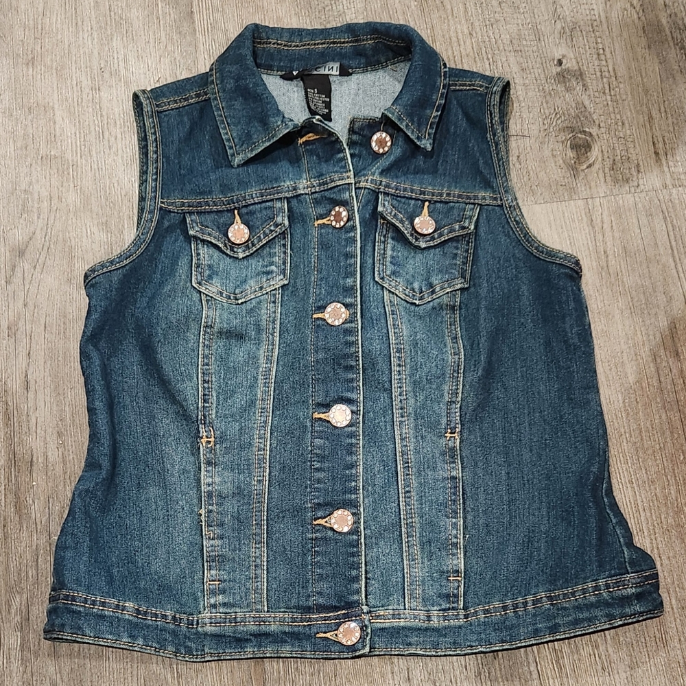 Baccini Blue Denim Vest Size Small